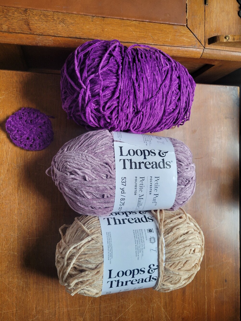 Lot Of 3 Loops & Threads Petite Purl polyester yarn
